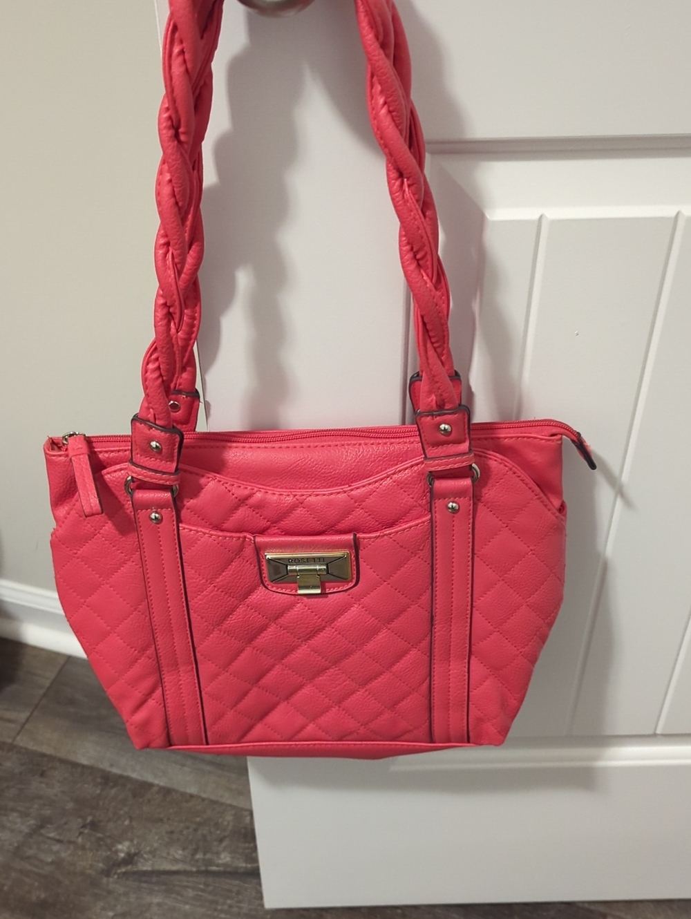 Rosetti Quilted Shoulder Tote in Coral